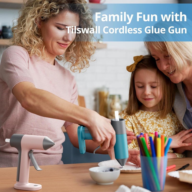 TILSWALL Cordless Hot Glue Gun, Rapid 30s Preheat, Mini glue gun and sticks set with 2000mAh Type-C Rechargeable, Smart Power Off, 20 Premium Glue Sticks, Ideal for DIY Crafts, Gift Making Blue - Image 5